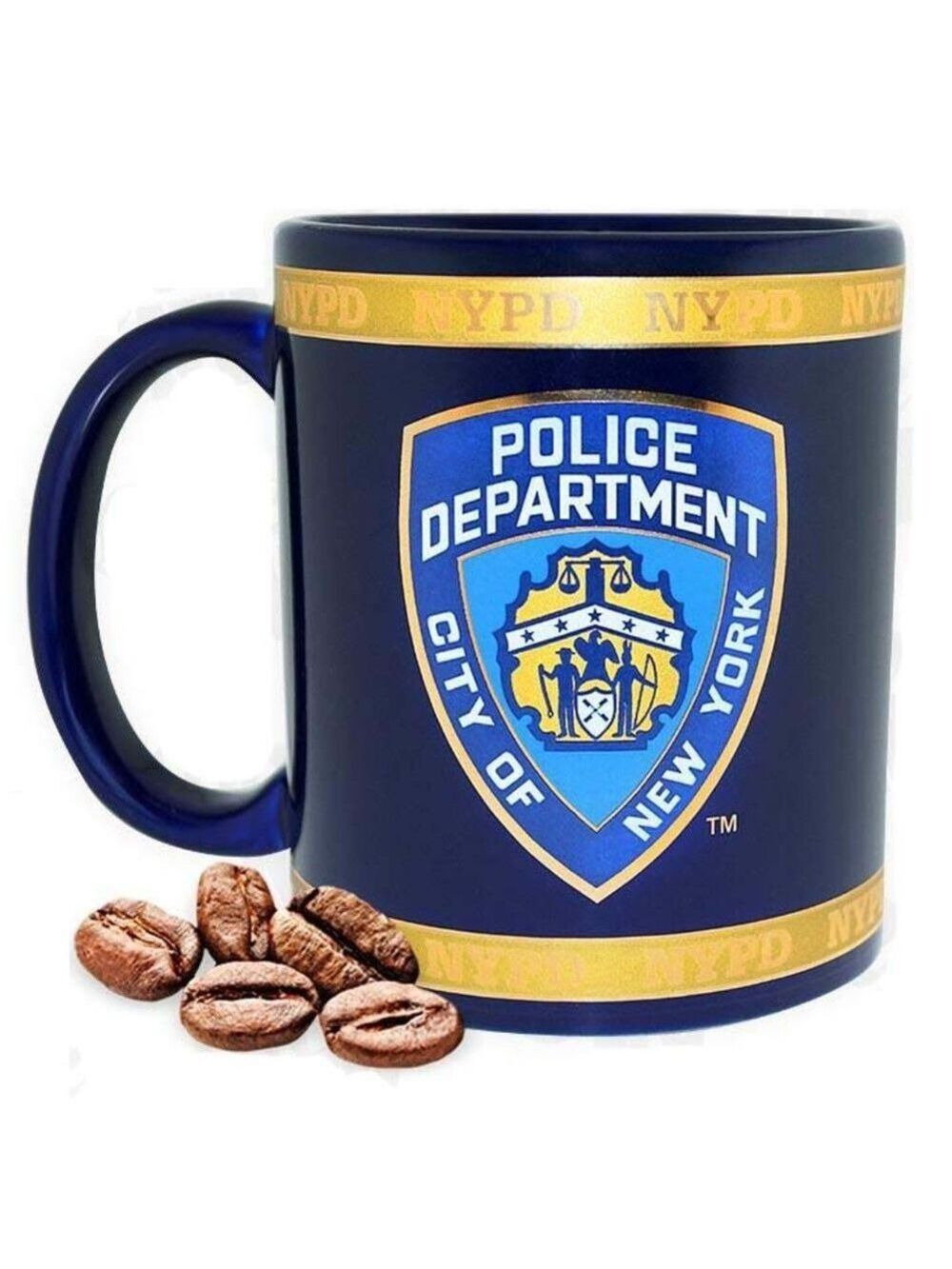 Officially Licensed NYPD coffee mug with gold trim